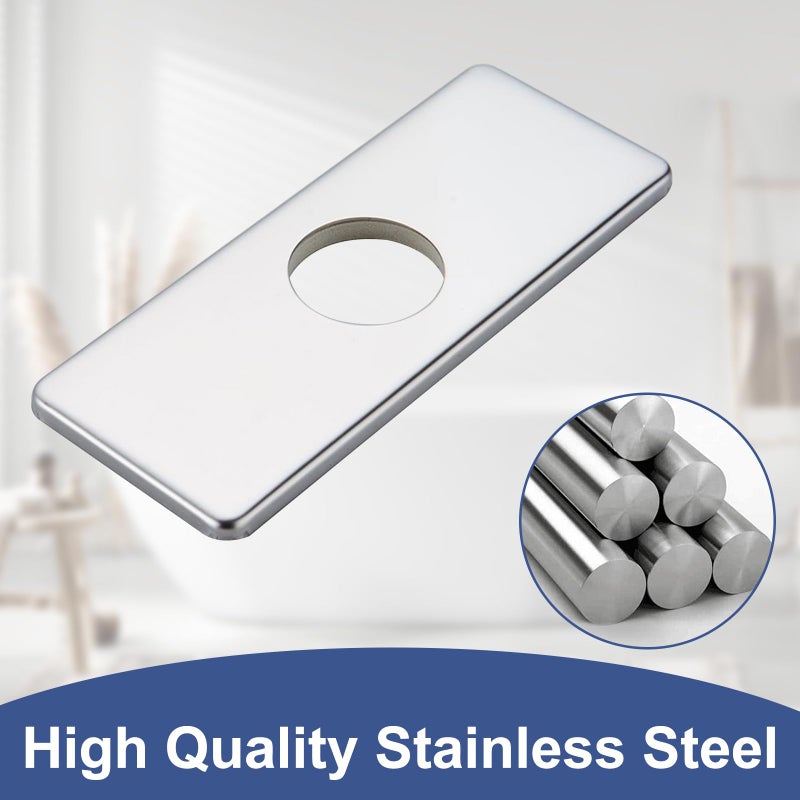 BWE 6" Sink Hole Cover Chrome for Bathroom Vanity Sink 1 Hole or 4 Inch 3 Holes Centerset Sink Stainless Steel Deck Plate Escutcheon Modern Cover Cap - Image 5